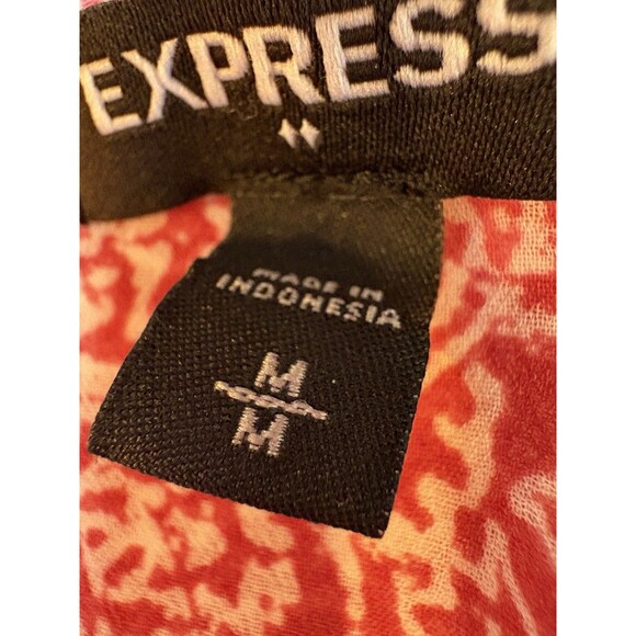 Express Sheer Paisley Print Blouse Women’s Medium Pink & White Long Sleeve Boho - Picture 7 of 8